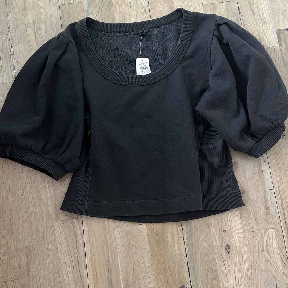 Aerie Black Puff Sleeve Blouse